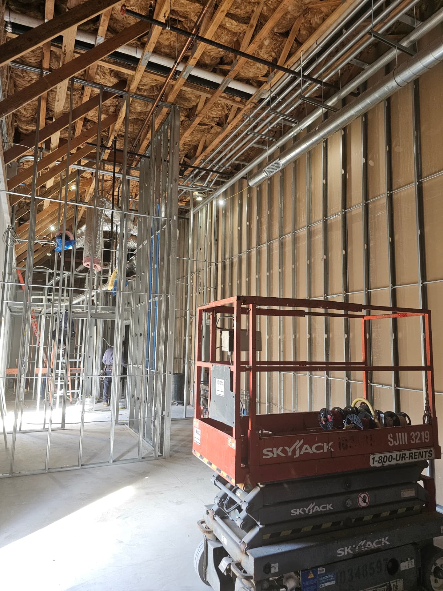 Commercial framing with overhead systems