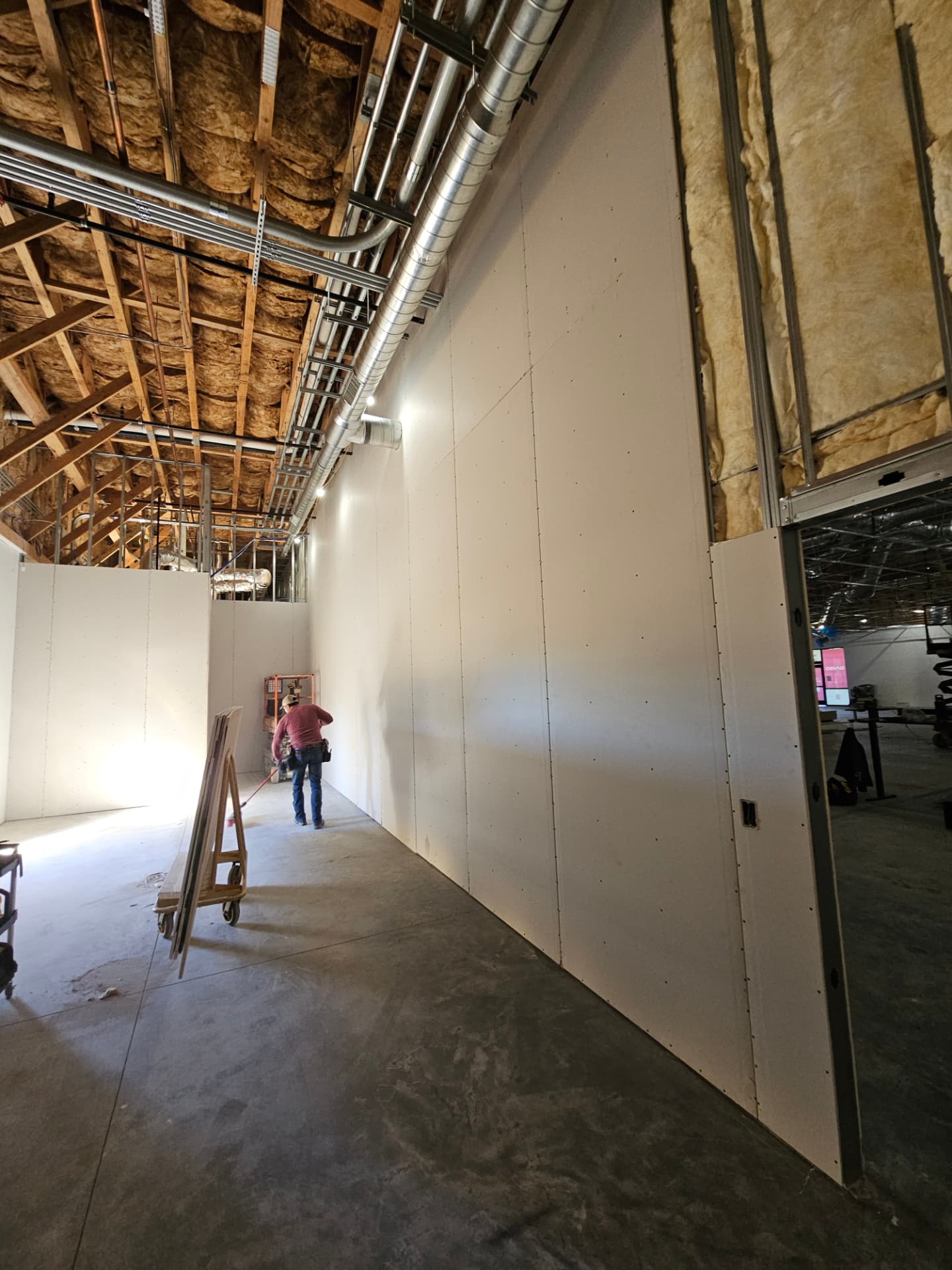 Commercial drywall installation in progress